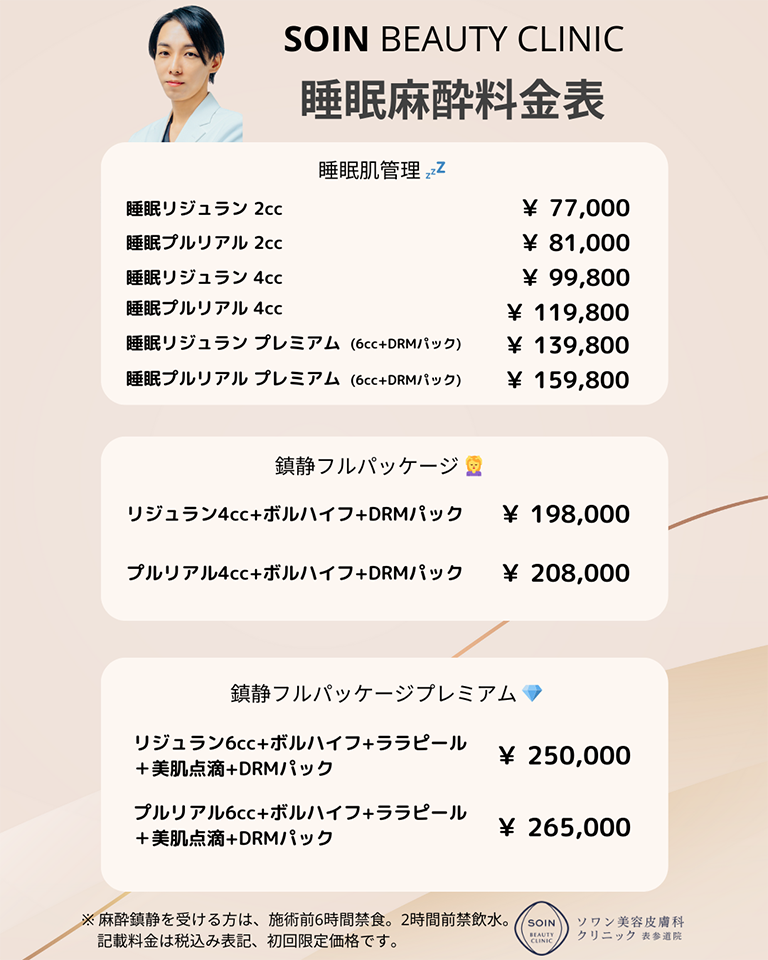 睡眠麻酔料金表