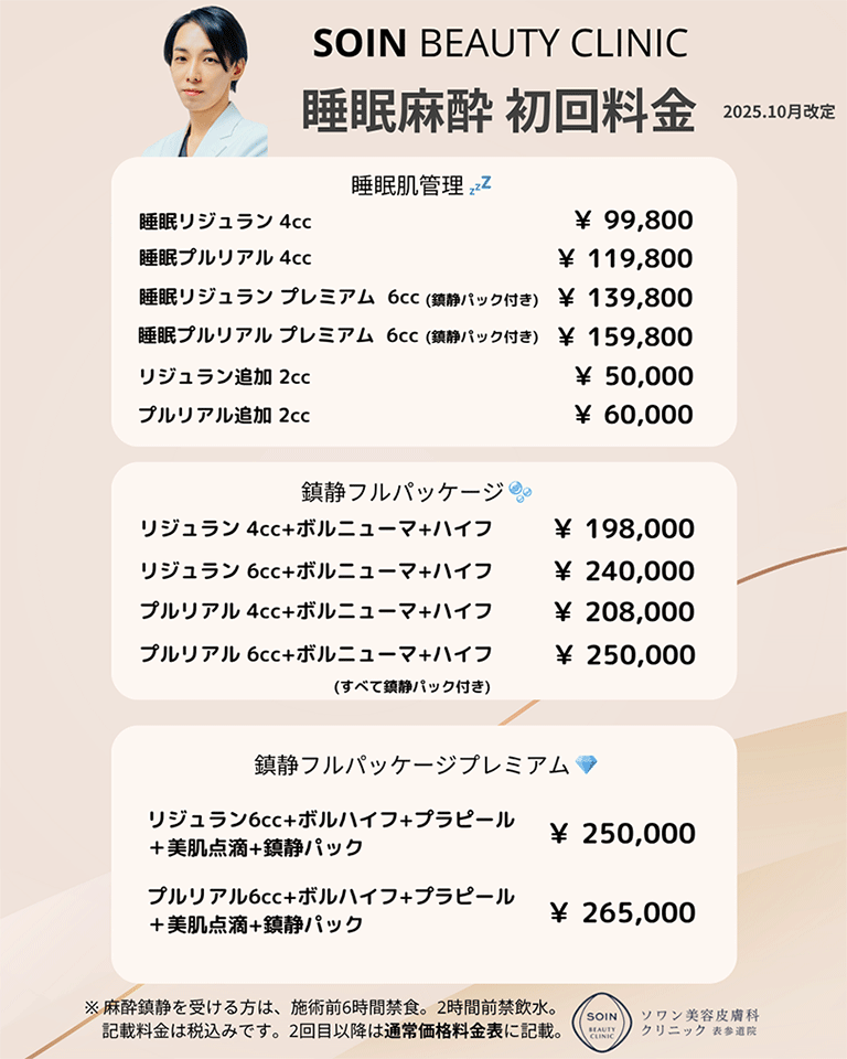 睡眠麻酔料金表